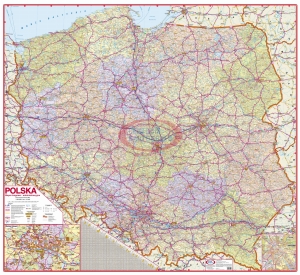 Polska drogowo-administracyjna 1:350 000. Mapa ścienna