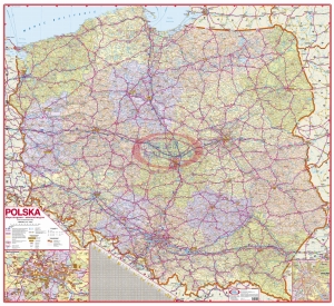 Polska drogowo-administracyjna 1:600 000. Mapa ścienna