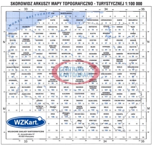 1:100 000 Skorowidz map topograficznych uk. 1942