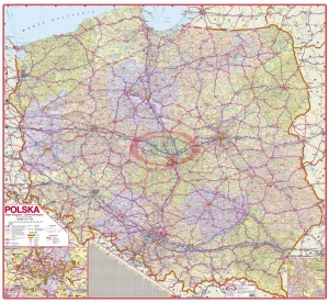 Polska drogowo-administracyjna 1:700 000. Mapa ścienna
